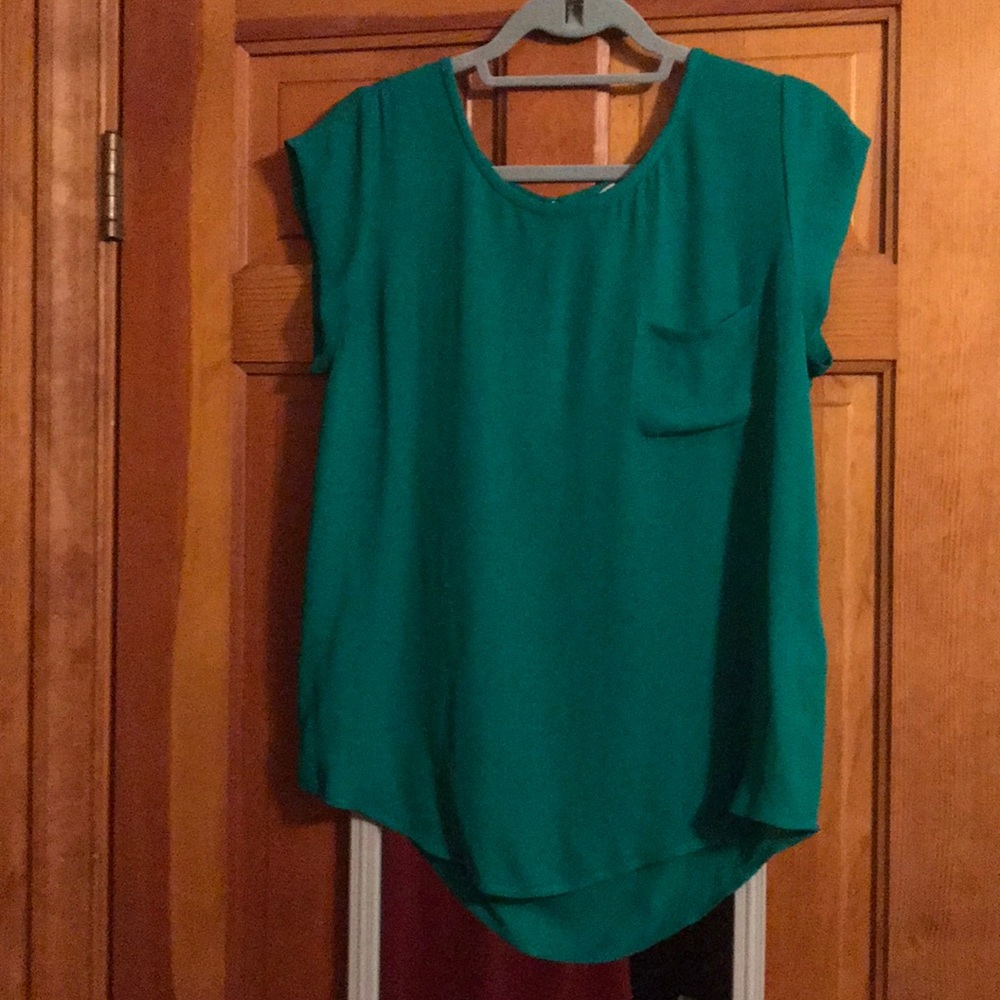 Emerald color silk blouse